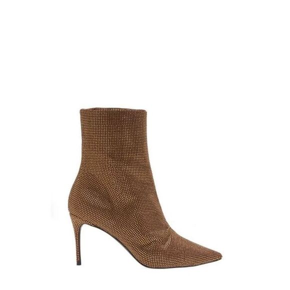 NEW Black Suede Studio Women's Brown Dahlia Embellished Pointed Boots Size 40 NW - Picture 3 of 10